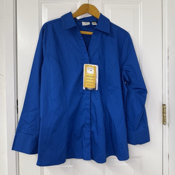 NWT Riders‎ Lee Women's Royal Blue 3/4 Sleeve Button Down Shirt X-Large - Picture 1 of 4